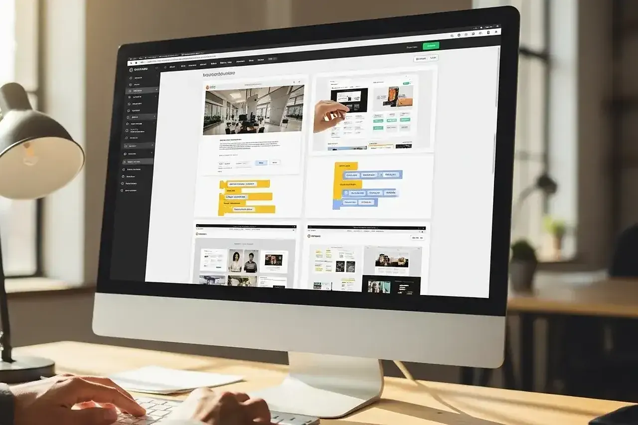 Monitor exibindo um site em desenvolvimento